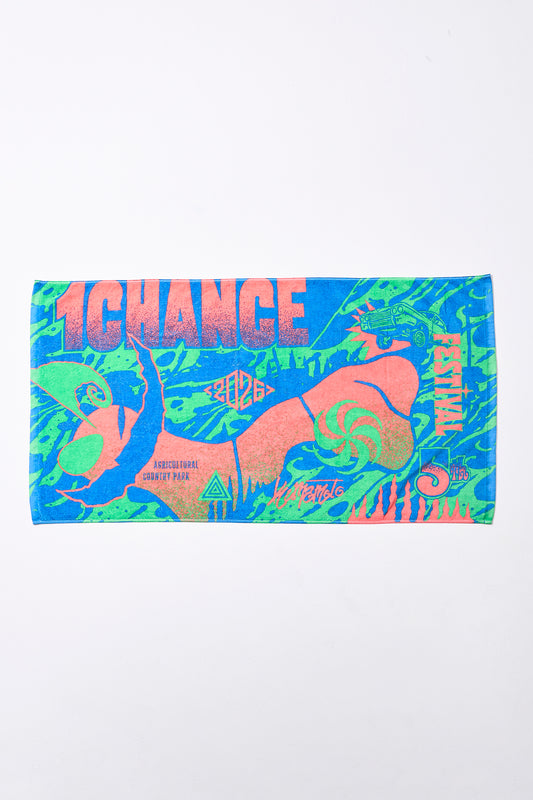 BATH TOWEL [BLUE × PINK LOGO]